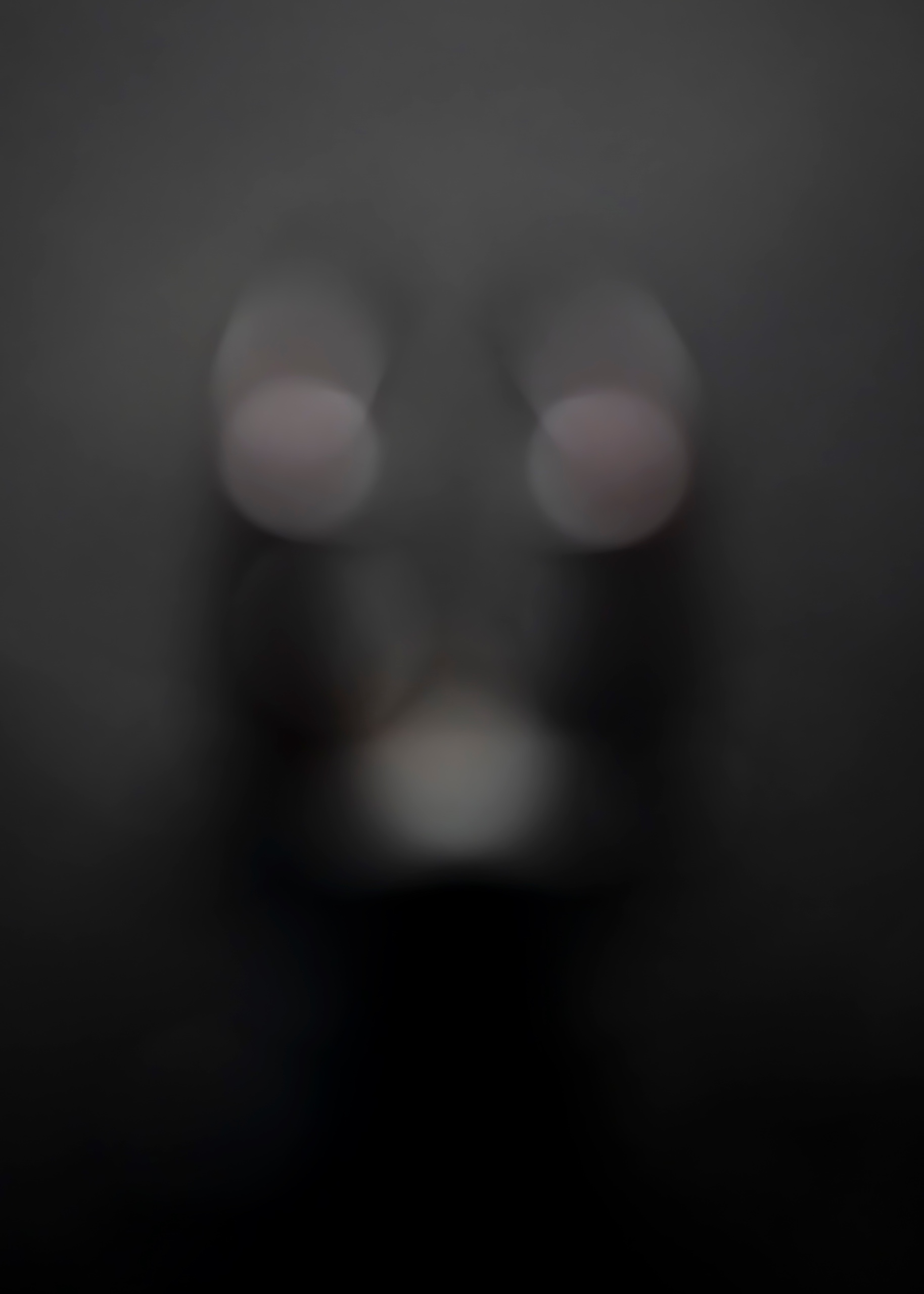 An abstract frontal view of a stag beetle dissolving into soft grey forms.
